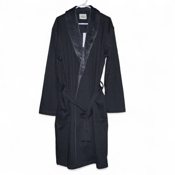 Ugg Men's Luxury Robe Pockets Black Men's Size M/L Heavyweight Thermal Warm NWT - Picture 3 of 12
